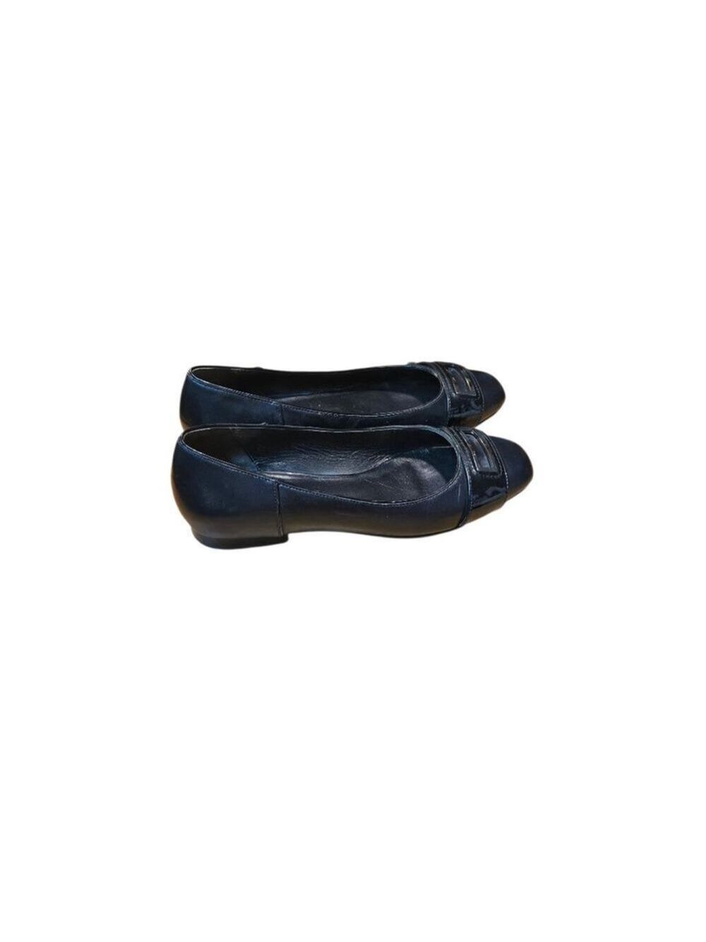 Cole Haan Black Leather Flats with Silver Buckle Size 7.5 - Picture 10 of 16